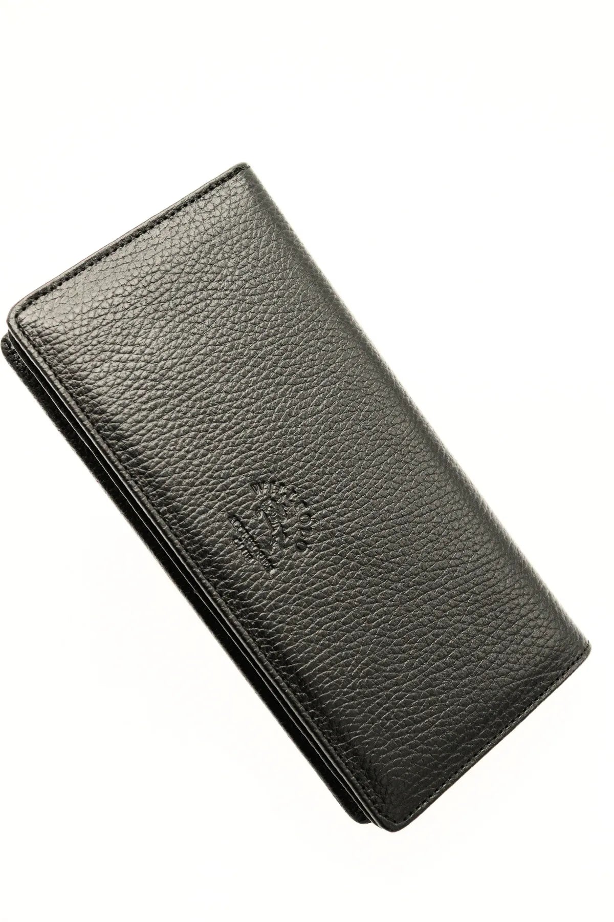 Stylish Black Leather Wallet with Phone Slot and Magnetic Feature