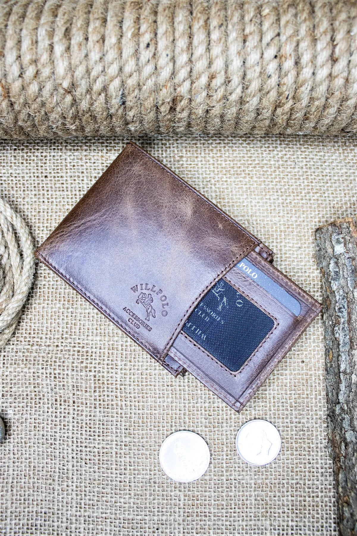 Men Brown Genuine Leather Wallet