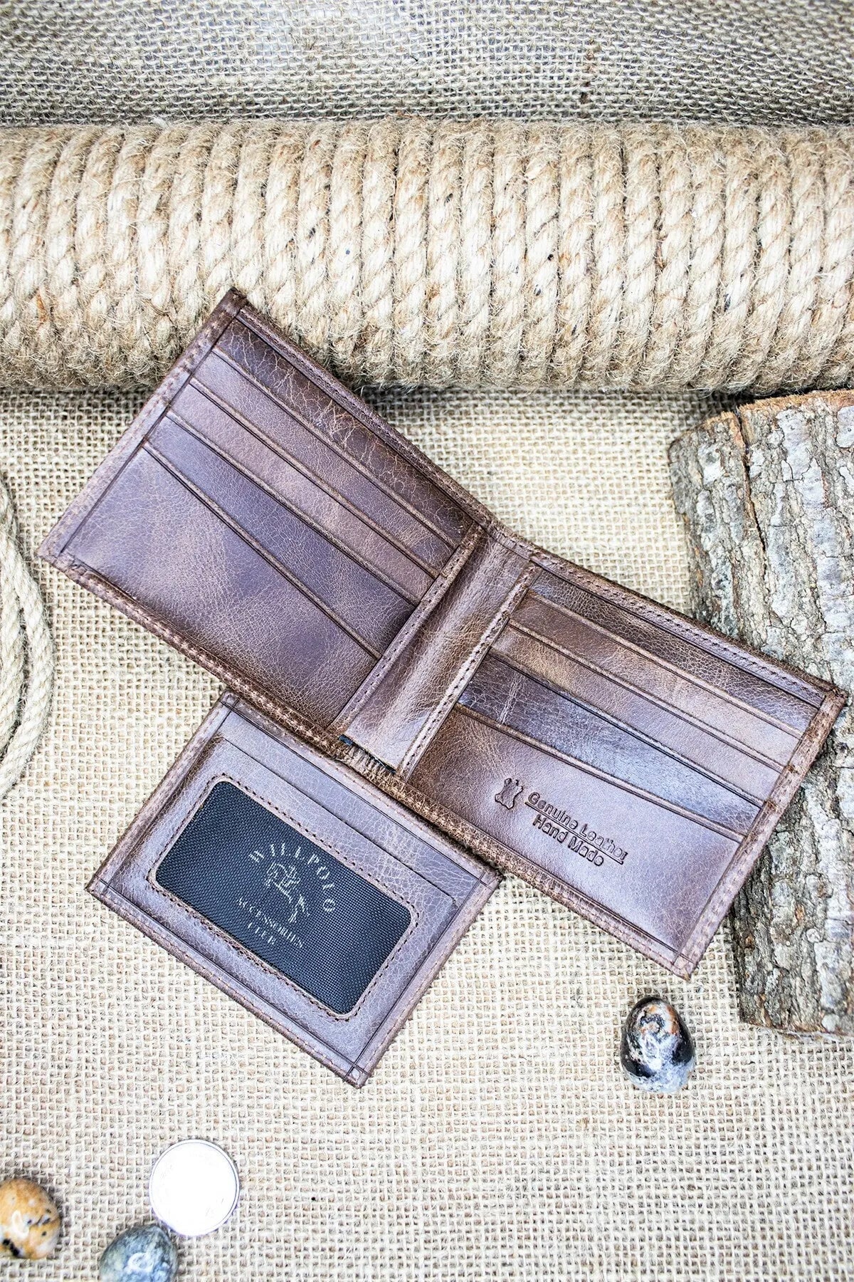 Men Brown Genuine Leather Wallet